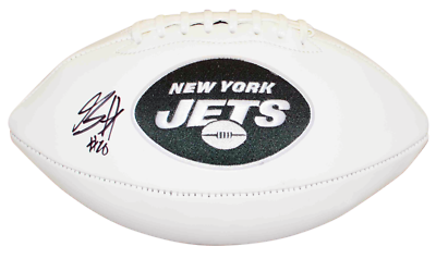 BREECE HALL SIGNED AUTOGRAPHED NEW YORK JETS WHITE LOGO FOOTBALL
