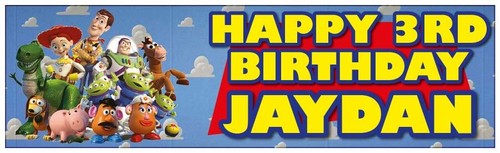 Personalised Toy Story Birthday Banner Banners x2 Woody Buzz Any Name Age 36x11" - Picture 2 of 2