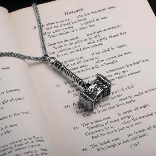 Viking Mjolnir Thor's Hammer Stainless Steel Pendant Necklace - Picture 2 of 4