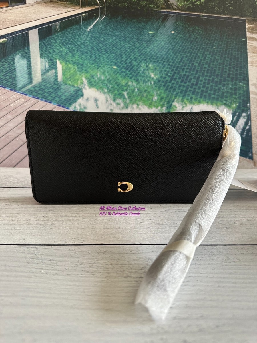 NWT Coach C7184 Women's Continental Crossgrain Leather Black