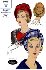 Vogue 5095 Pattern Designer John Frederics Hat Deep Crown Chemo Alopecia 22"