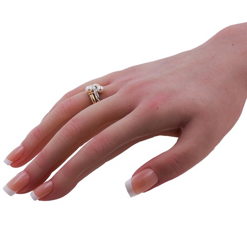 Akoya Zuchtperlen Ring 585 Gold 14 Kt Bicolor Diamant Damen Wert 690,- - Bild 6 von 8