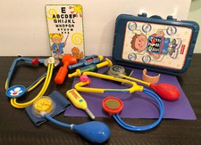 Fisher Price Medical Doctor Kit Pretend Plastic Case Thermometer blood pressure