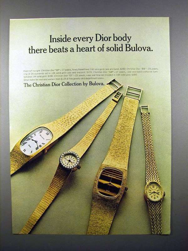 1972 Bulova Christian Dior GK, BW, GM, EF Watch Ad! | eBay