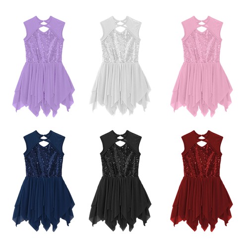 Girls Kids Sequins Ballet Dance Dress Leotard Gymnastics Skating Party Costume E - Foto 11