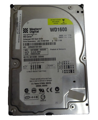 160 GB  IDE Western Digital WD1600BB - 00DWA0 S/N: WMAEK1081434  3,5 '' #FP4135