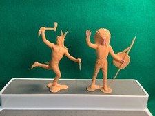 LOUIS MARX Indian, Chief MCMLXIV 1964 Wild West Plastic Action Figures LOT OF 2