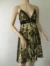 NEW Nicole Miller Collection Green/Black and Gold Print Dress (Size 2) -  $385