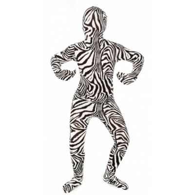 Morph Zebra Tiger Stripe Body Suit 2nd Skin Halloween Costume Child Large 10-12