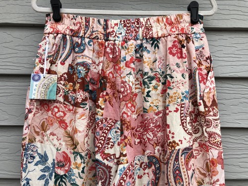 Sigrid Olsen Neu mit Etikett Damen-Leinenmischung breitbeinige Hose elastische Taille Paisley Gr. 10 - Bild 4 von 19