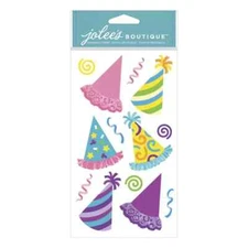 Jolee's Boutique Dimensional Stickers - BRIGHT PARTY HATS Dress Ups - 13 pcs