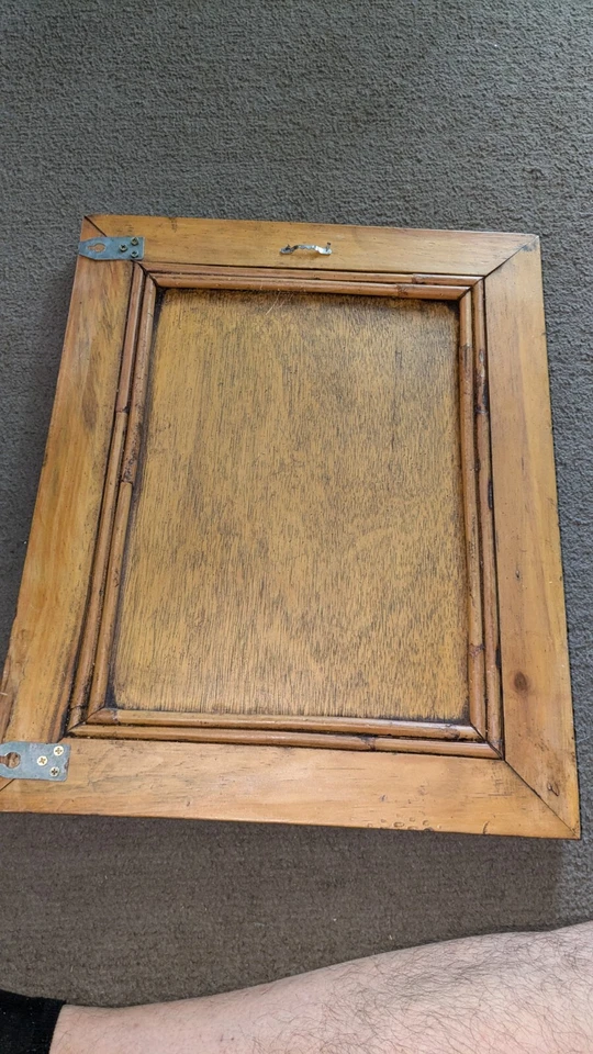 Vintage French Memory Board Natural Bamboo & Wicker w/Leather Straps 20"×16" - Image 3 of 3