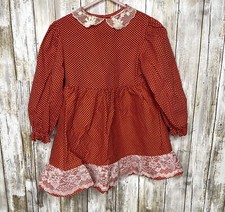 Jill Lynn Girls Red White Dress Size 3 Toddlers USA Vintage