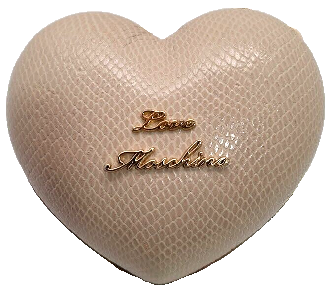 ❤️Love Moschino Heart Shaped Box Clutch Bag pouch beige