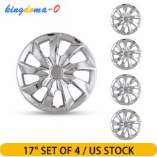 New 17in Set Of 4 Chrome Snap On Wheel Covers Hub Caps Fit R17 Tire Steel Rim
