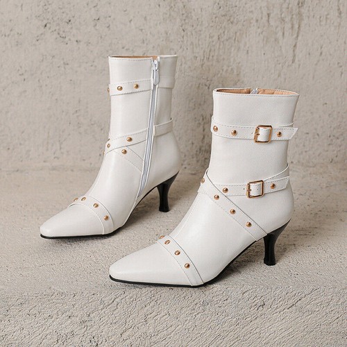 Nuevo Botines Británicos Remachazados Punta Punta Caballero Botas Hebilla Tacones Altos Botas - Imagen 13 de 23