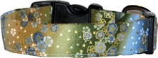 Metallic Waves of Asian Flowers Custom Handmade Dog Collar