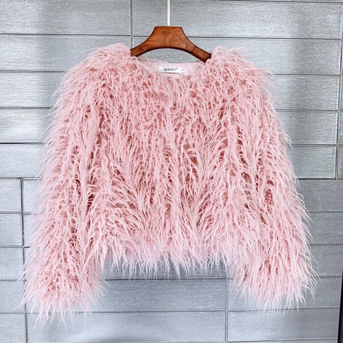 Short Fit Women Shaggy Faux Fur Coat Winter Warm Jacket Fluffy Cardigan Outwear - Bild 34 von 53