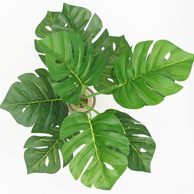 Artificial Plants Tropical Monstera Palm Leaves Simulation Leaf Party Garden-image