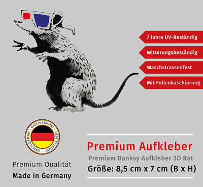 Banksy 3D Rat Aufkleber Streetart Grafitti Sticker Witterungs- und UV-Beständig