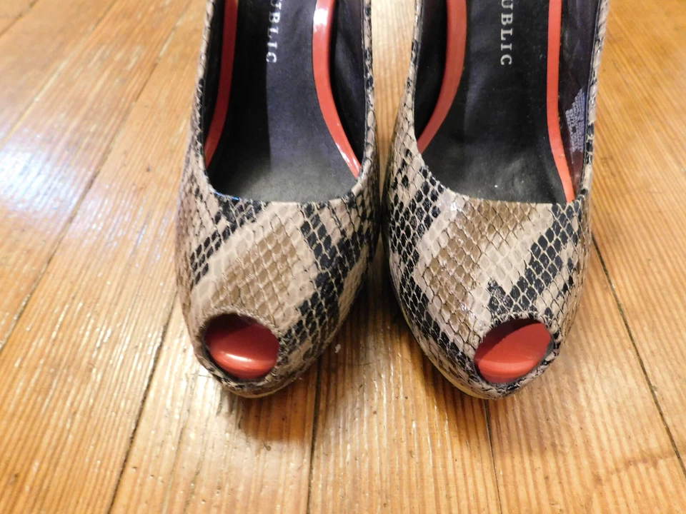 Rock Republic Snake Sling back Platform Peep-Toe 5" Orange Heels 7.5 FAB SEXY! - Image 3 of 4