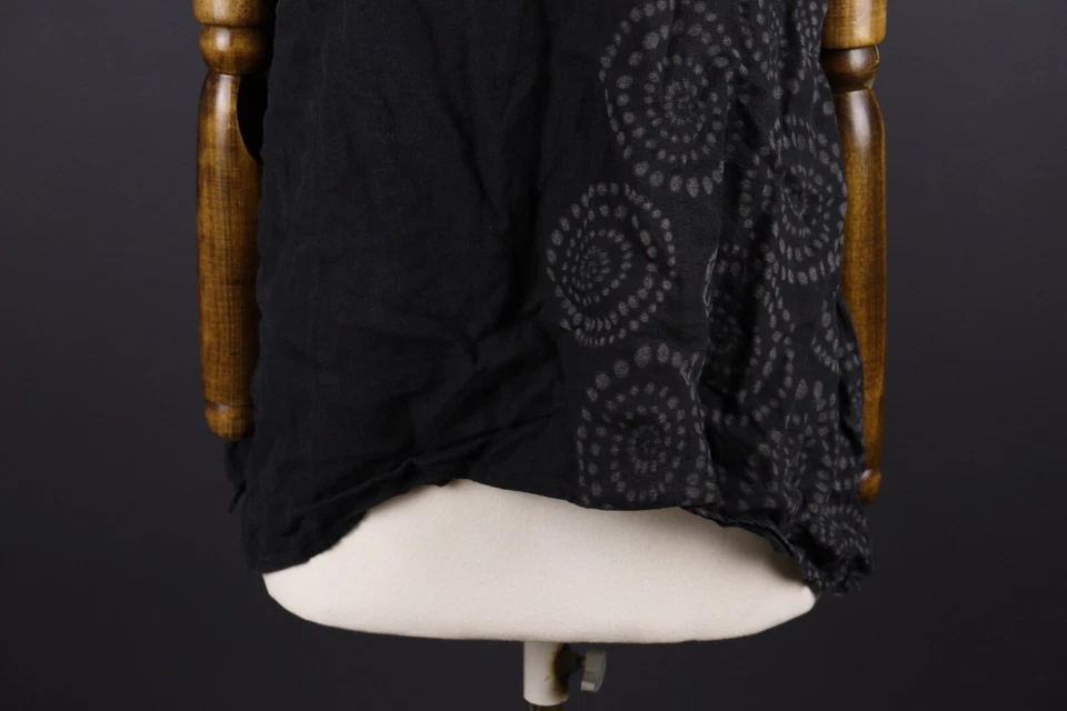 Elemente Clemente Black Lagenlook Floral Linen Relaxed Short Sleeve Top Shirt 3 - Image 3 of 4