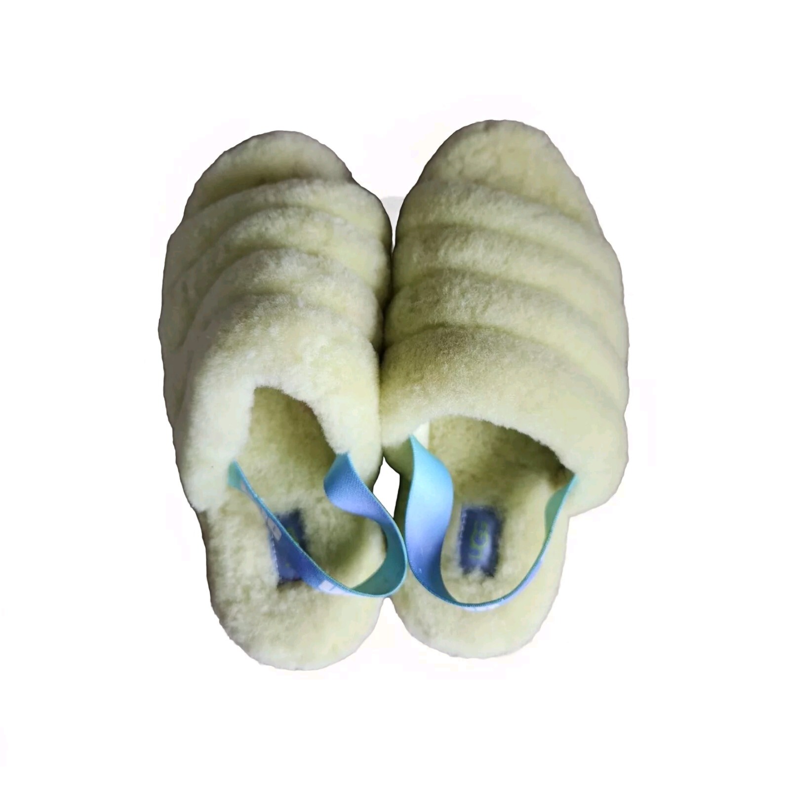 PANTOFOLA D’ORO Sandali da donna UGG Fluff Yeah gialli pelliccia di agnello slide taglia 6 1120030k