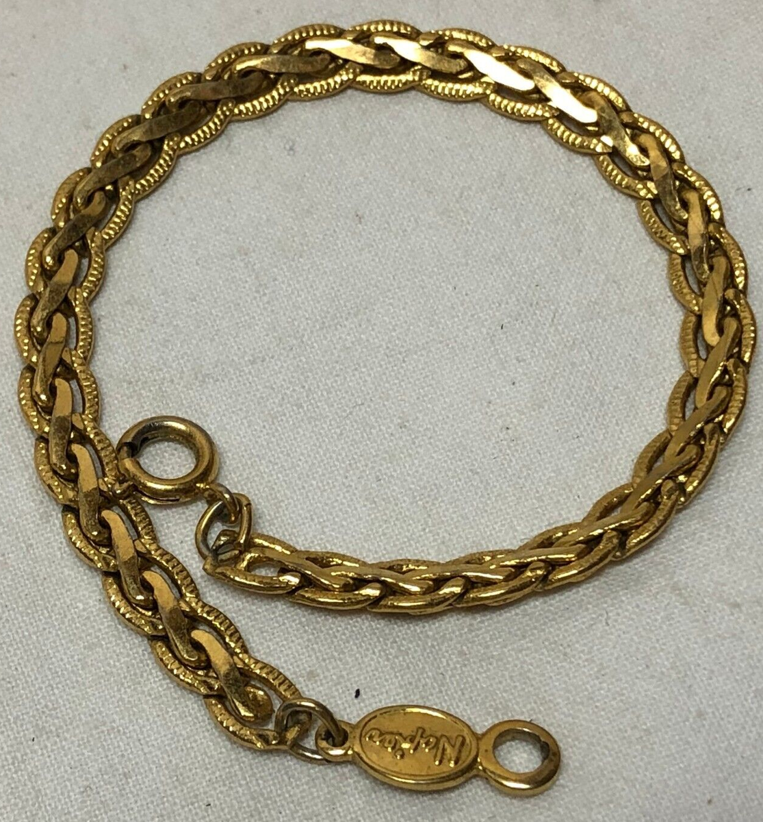 アメリカ ヴィンテージ「Napier」ノット ゴールドトーン ネックレス Vintage Napier Statement Collar Gold & White Oval Open Metal