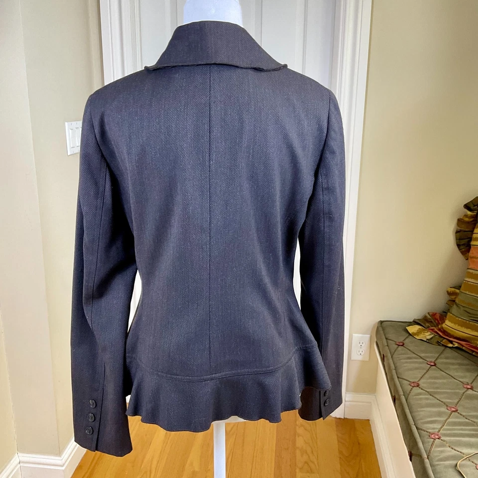 Doncaster Blazer Wool Vintage Brown Tweed Ruffle Front Button Close (6) - Image 3 of 4