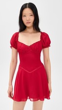 Reformation Ondine red lipstick dress short puff sleeves size 8 NWT