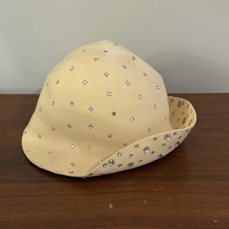 Vintage Frank Olive Women’s Rhinestone Wool Cloche Hat — 1960s-70s - Image 3 of 4