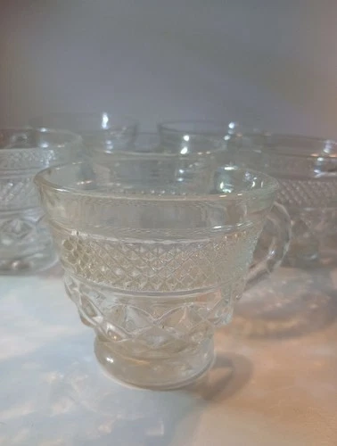 Set Of 6 Vintage Wexford Crystal Anchor Hocking Coffee Tea Or Punch Cups
