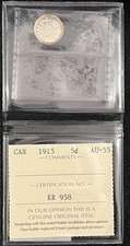 *Rare* 1915 AU-55 Graded 5 Cents Canada