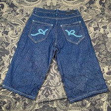 Vtg Y2K RocaWear Denim Jean Shorts Boys Size 20 Blue Knee Length 5 Pocket