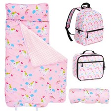 Toddler Nap Mat with Matching Backpack Lunchbox, Kids Sleeping Bag with Rem...