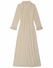 Vintage Womens Long Sleeve Robe Maxi Dress UK 10 Small White NM26