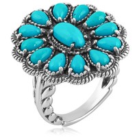 Cavill Damen Ring 925 Sterling Silber 3,06Ct Ovaler TüRkis Vintage