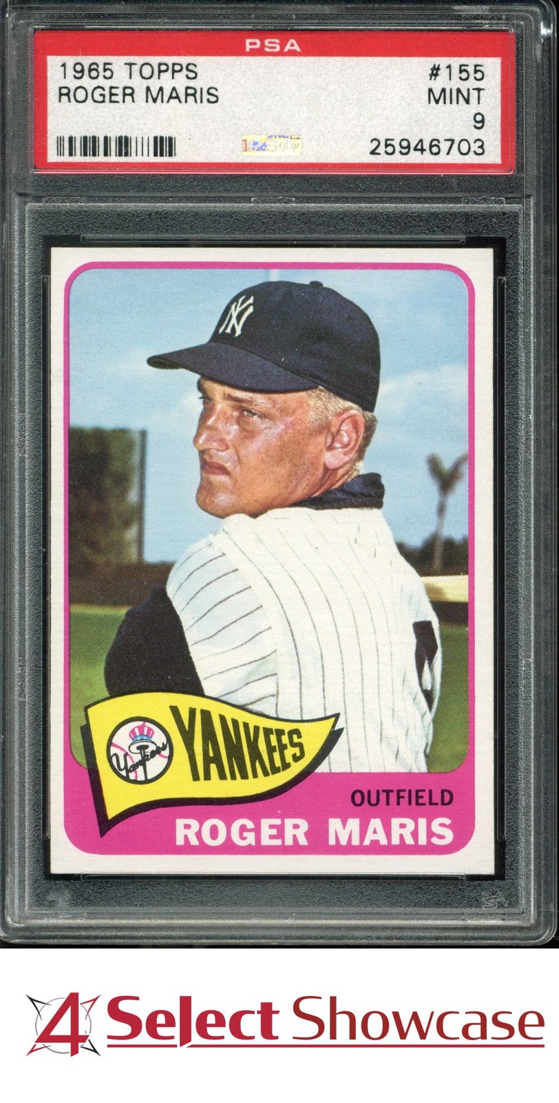 1965 TOPPS #155 ROGER MARIS YANKEES PSA 9