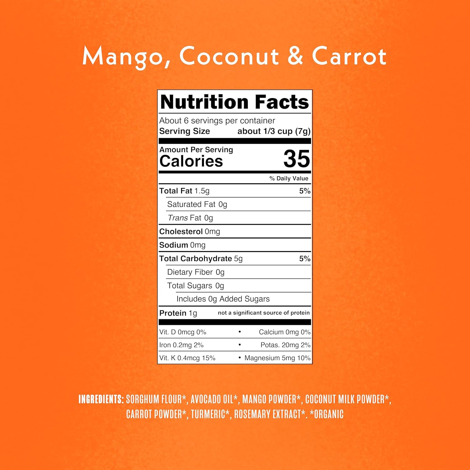 Organic Baby Fruit & Veggie Puffs, Mango, Coconut & Carrot,1.5Oz