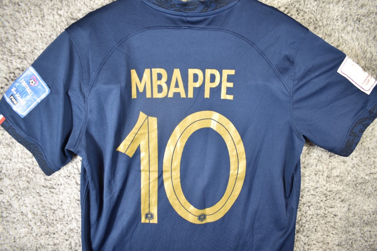 Nike Kylian Mbappe #10 World Cup France Home Jersey Blue Men's M