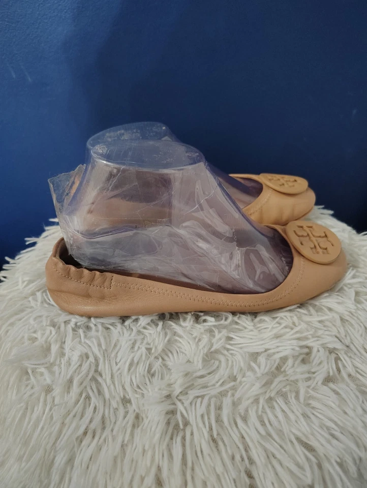 Tory Burch Mujer Minnie Ballet Pisos Cuero Logo Botón Suela de Goma 8.5 Foto 2 de 4
