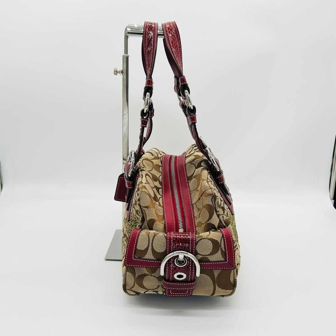 Coach Signature Patchwork Python Mini Boston Hand… - image 3