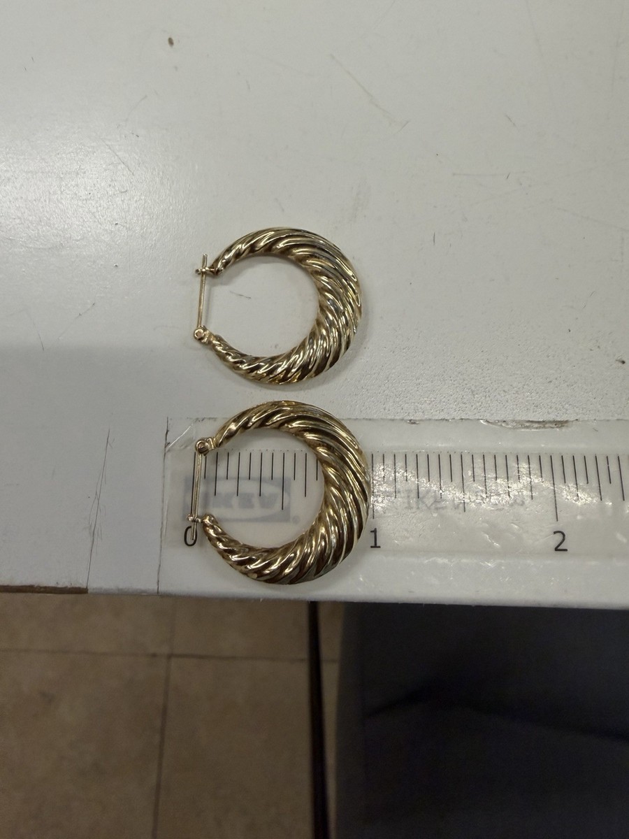 Vintage 14k Yellow Gold 1” Hoops W/14k Stamps 2.27 Grams View 5