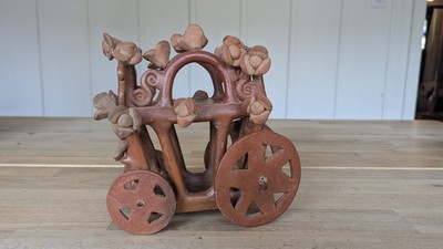 Vintage Mexican Folk Art Pottery, Wagon .  Heron Martinez Hernandez