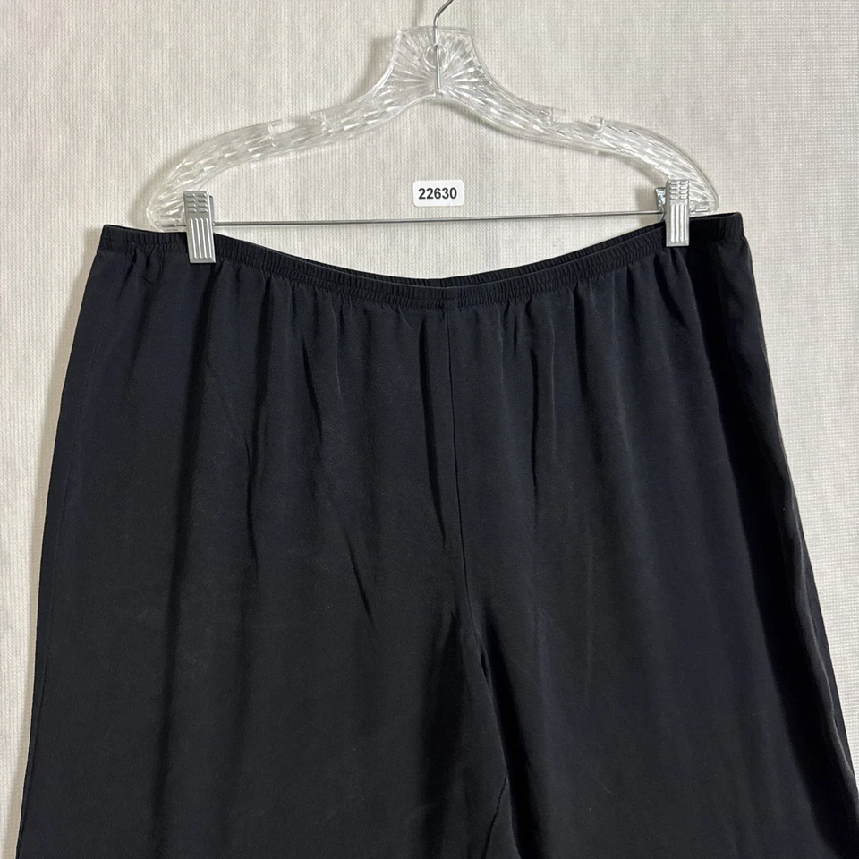 Pantalones fluidos para mujer Eileen Fisher talla XL negros 100 % seda pierna ancha Foto 3 de 4