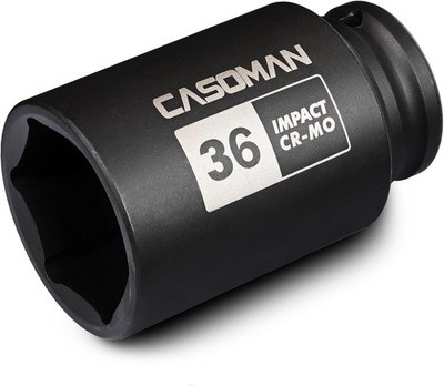 CASOMAN 1/2'' Drive x 36 mm Deep 6 PT Impact Socket, CR-MO, 1/2-inch Drive 6