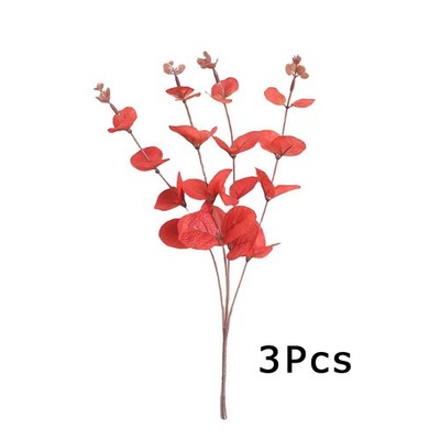 Weatherproof Sturdy 3Pcs 4-Branch Eucalyptus Artificial Flower f Halloween Decor