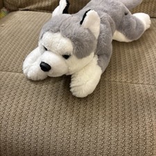FAO Schwarz Husky Dog Cuddly Ultra-Soft Fur 15" Stuffed Animal Plush Toy