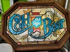 RARE Vintage Old Style COLD BEER Faux Stained Glass Bar Lighted Sign Heilleman's