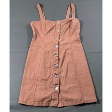 PacSun Womens Pink Denim Button Front Mini Dress Size S Terracotta Cotton Retro